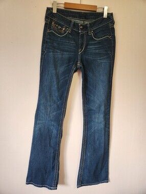 Ariat Turquoise Studded Flap Pocket Bootcut Jeans Y2K Western Size 27R EUC
